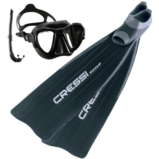 CRESSI Black Seal Combo Set - Gara 2000 HF  + Occhio Plus + Corsica Combo Dark Set
