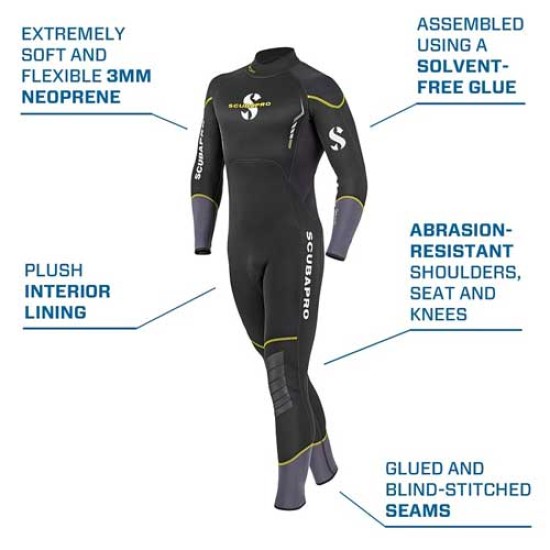 SCUBAPRO Sport 3mm Full Suit Black/Yellow Man