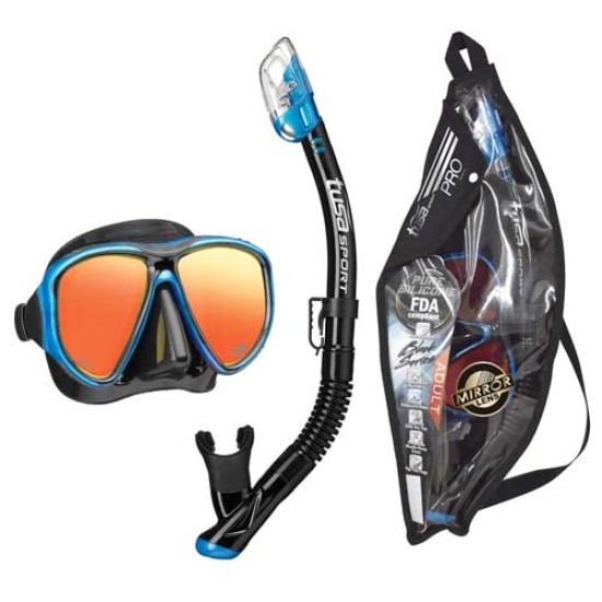 TUSA Powerview Dry Adult Pro Combo Set Mirror Lens (Mask-Snorkel) UC-2425PMQB